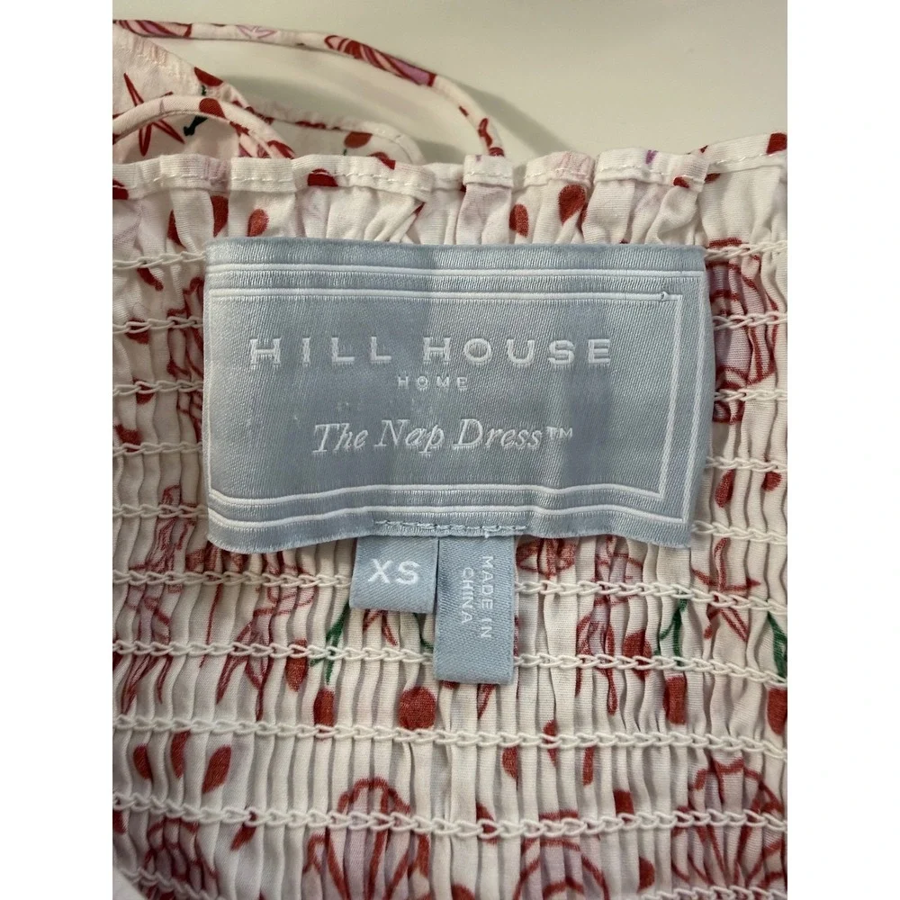 Hill House Home Mermaid Nap Dress Pink‎ Red Seashell Smocked Puff Sleeve Boho XS